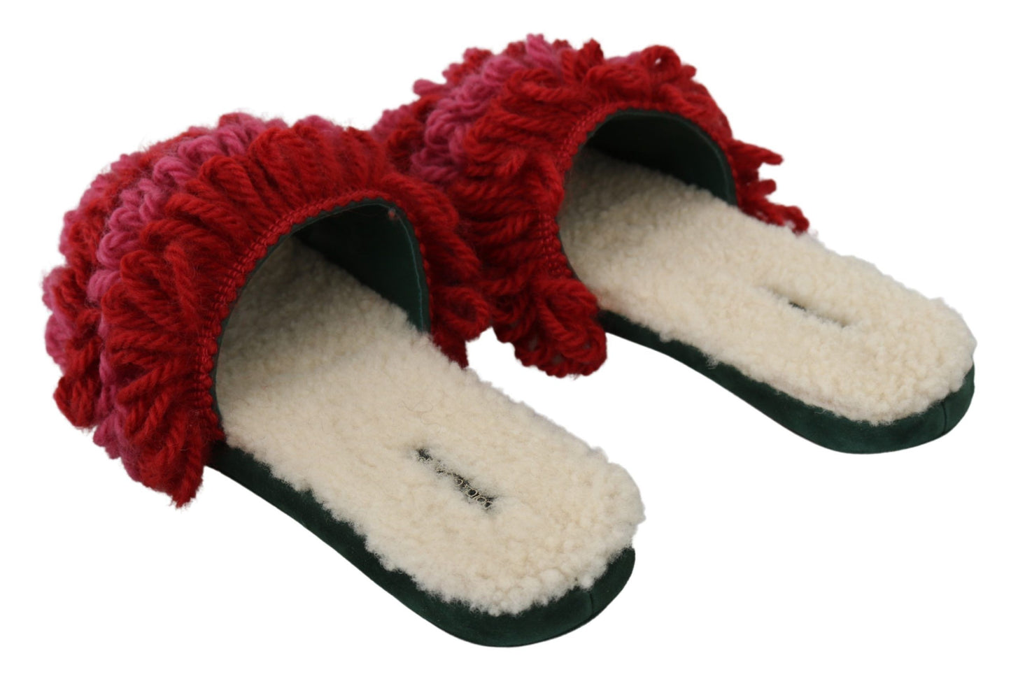 Chic Red Suede Slippers with Shearling Lining