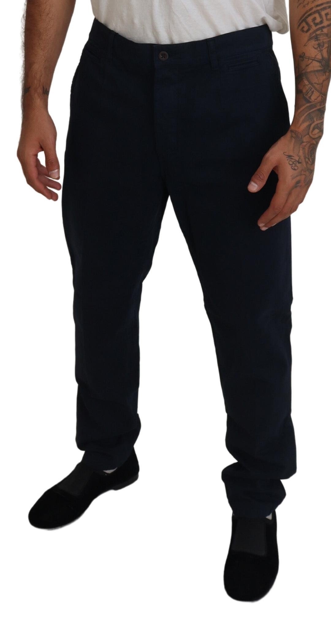 Blue Cotton Dress Formal Men Pants