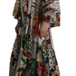 Multicolor Maxi Kaftan Patchwork Poplin Floral Dress