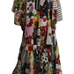 Multicolor Maxi Kaftan Patchwork Poplin Floral Dress