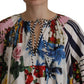 Multicolor Maxi Kaftan Patchwork Poplin Floral Dress