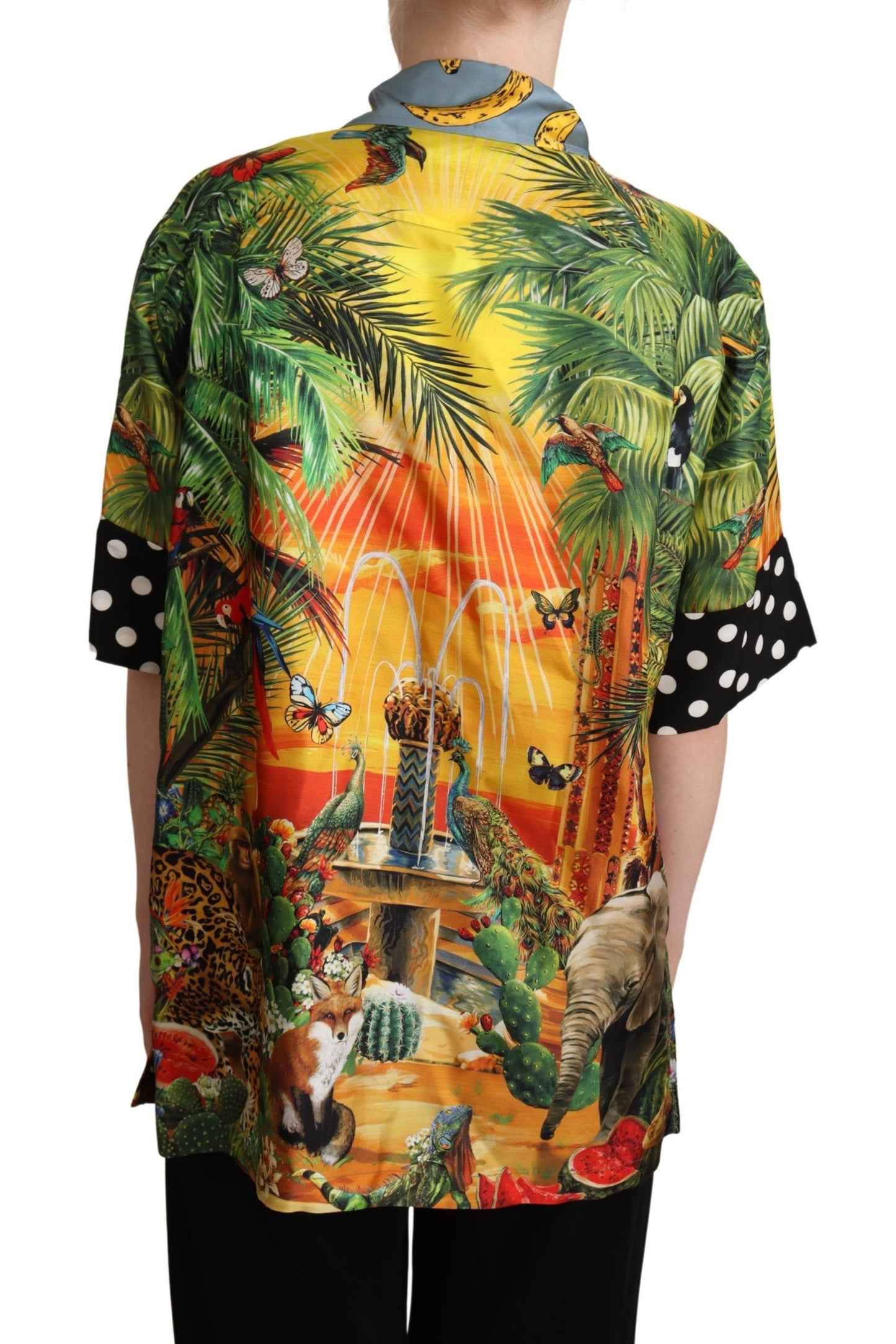 Tropical Silk Oversized Short-Sleeved Shirt