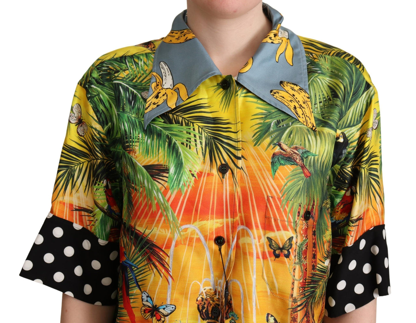 Tropical Silk Oversized Short-Sleeved Shirt