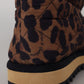Brown Leopard Boots Padded Mid Calf Shoes