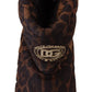 Brown Leopard Boots Padded Mid Calf Shoes