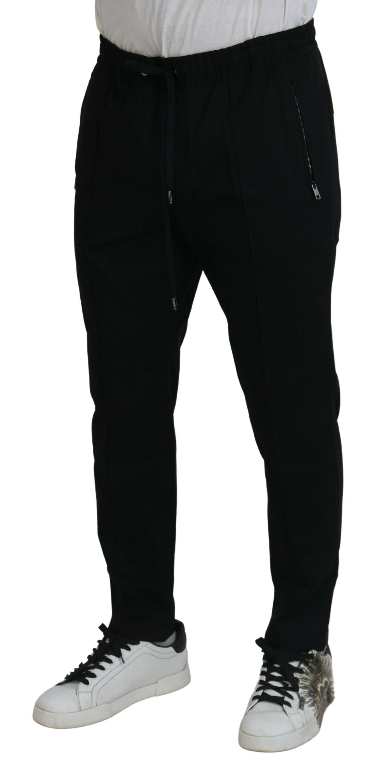 Elegant Black Jogger Pants with Logo Detail