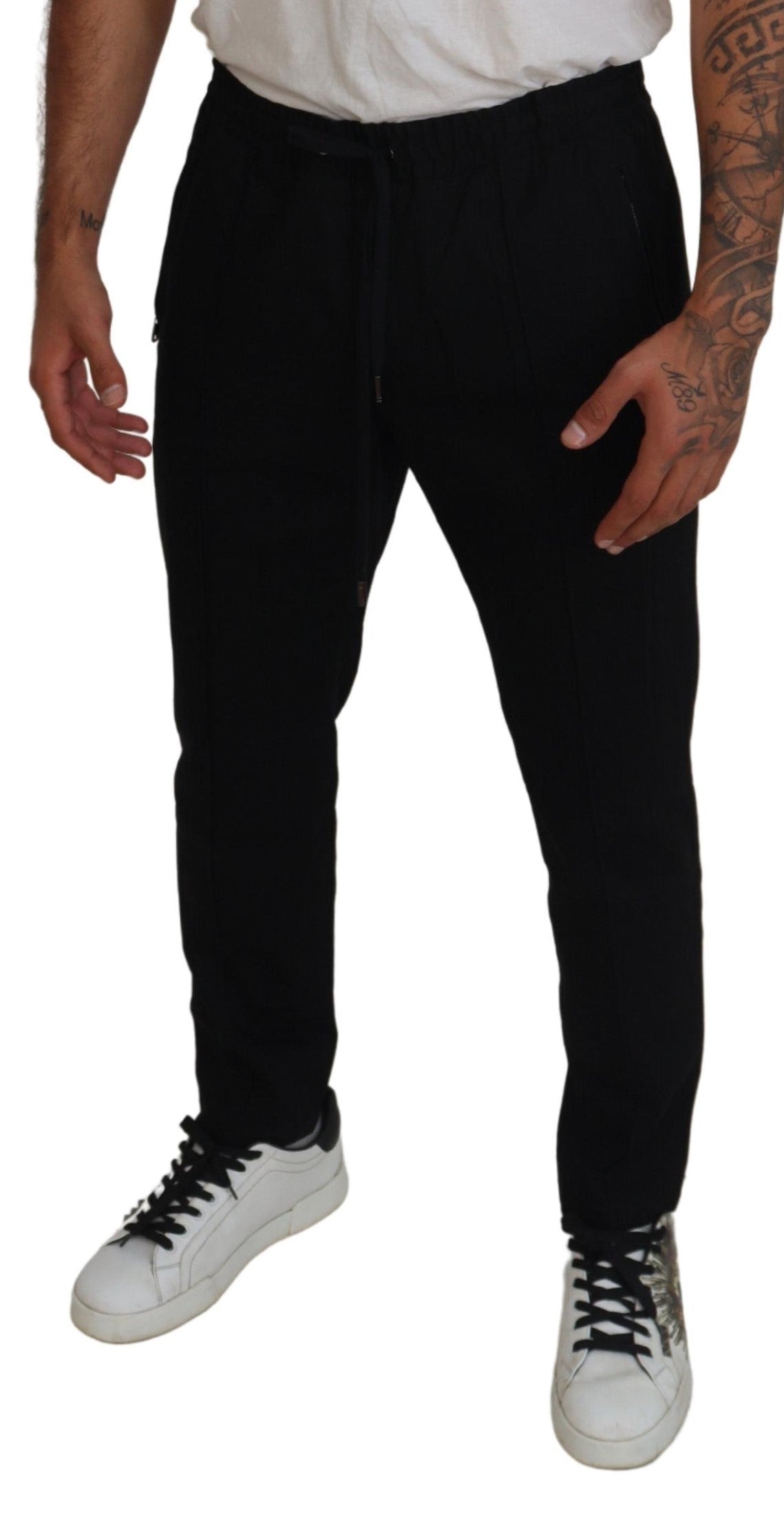 Elegant Black Jogger Pants with Logo Detail