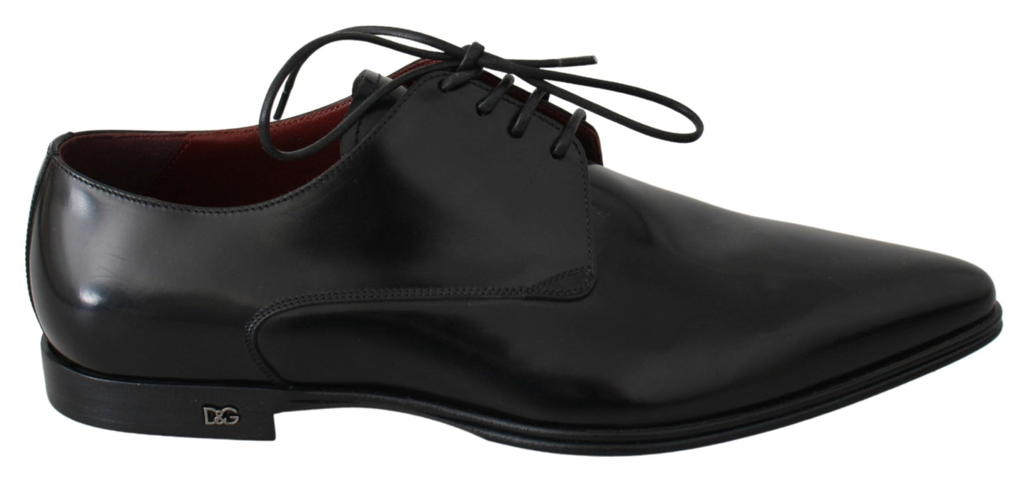 Elegant Black Leather Derby Dress Shoes