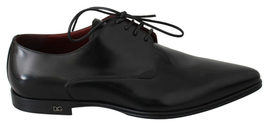 Elegant Black Leather Derby Dress Shoes