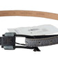 Chic Gray Fur-Trimmed Leather Belt