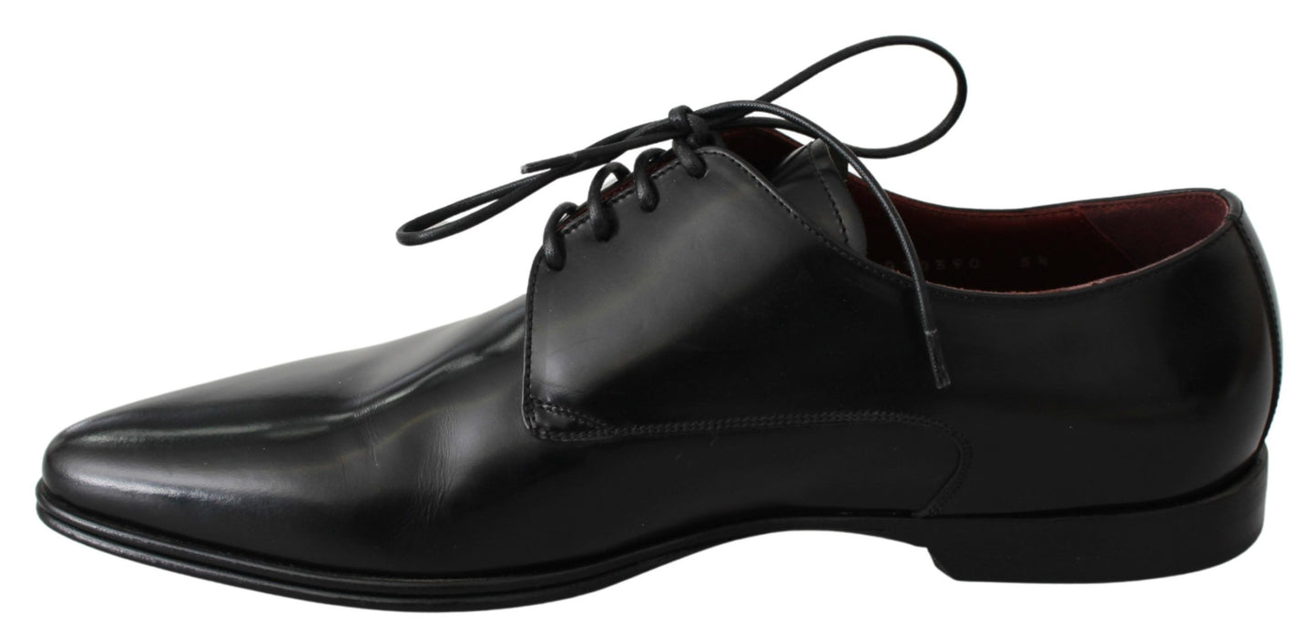 Elegant Black Leather Derby Dress Shoes