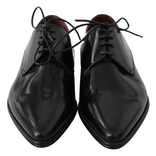 Elegant Black Leather Derby Dress Shoes