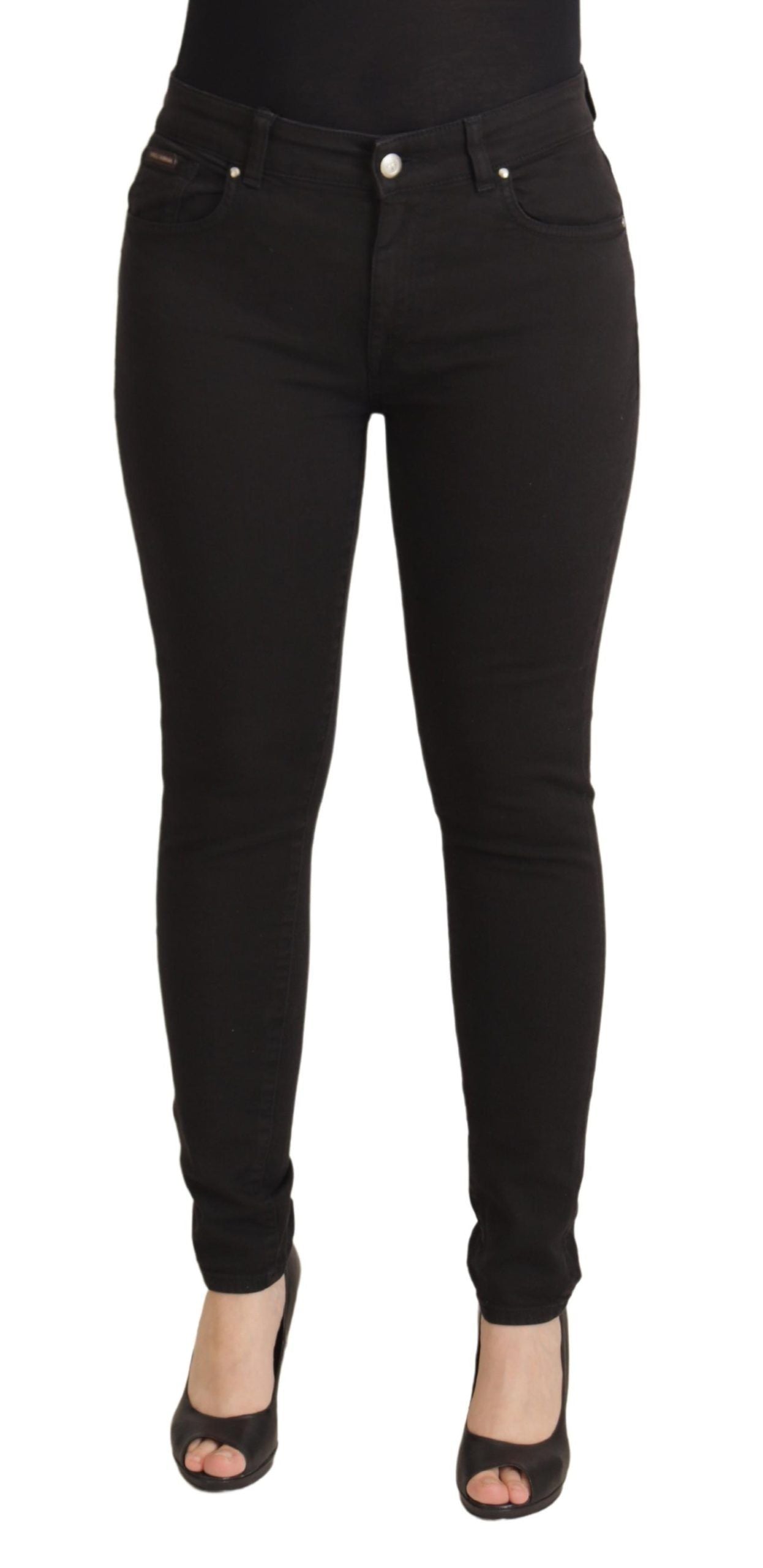 Sleek Black Cotton Stretch Skinny Jeans