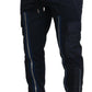 Dark Blue Cotton Zipper Jogger Pants
