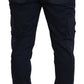 Dark Blue Cotton Zipper Jogger Pants