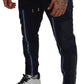 Dark Blue Cotton Zipper Jogger Pants