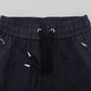 Dark Blue Cotton Zipper Jogger Pants