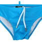 Sleek Blue Swim Briefs with Yellow Logo Print