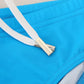 Sleek Blue Swim Briefs with Yellow Logo Print