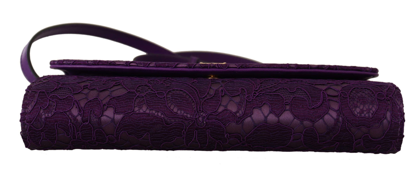 Elegant Purple Cross Body Clutch with Gold Accents