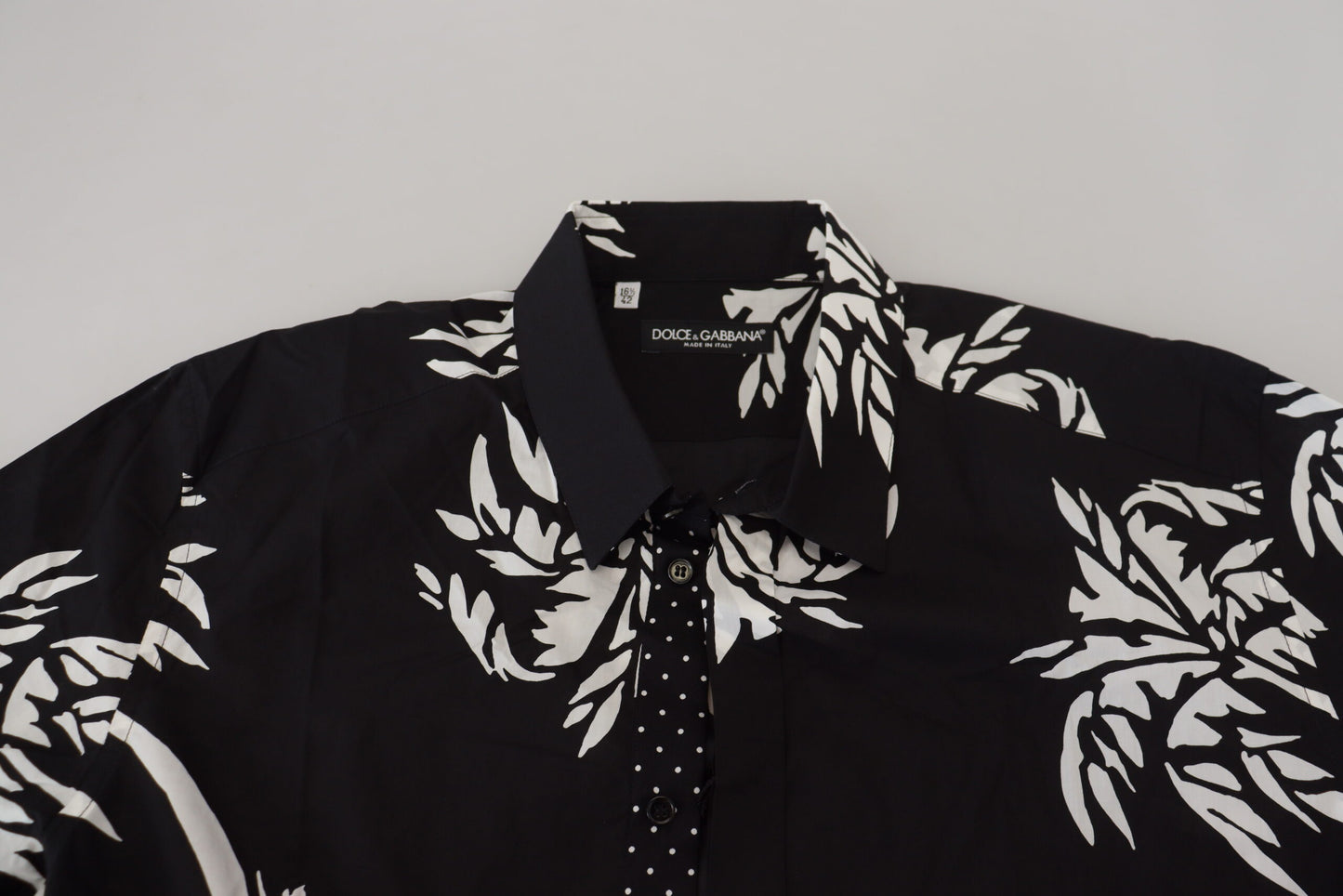 Elegant Black Palm Tree Print Casual Shirt