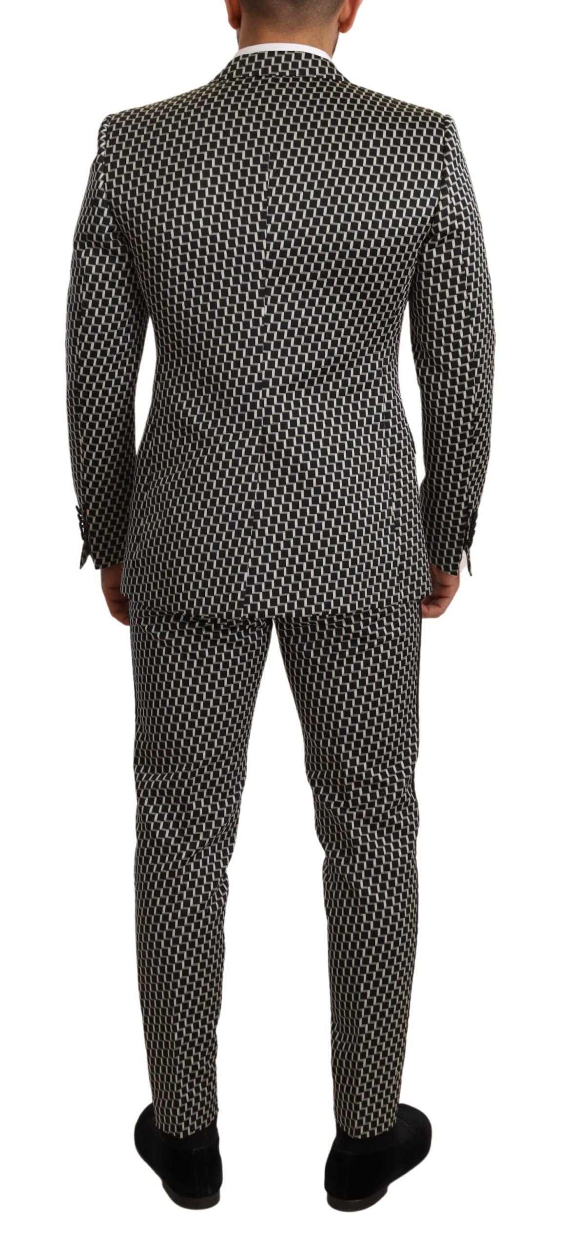 Elegant Martini Black Check Three-Piece Suit