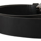 Black Calf Leather Engraved Crown Logo Buckle Belt