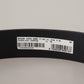 Black Calf Leather Engraved Crown Logo Buckle Belt