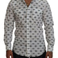 White Crown Print Slim Fit Cotton Shirt