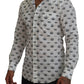White Crown Print Slim Fit Cotton Shirt