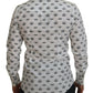 White Crown Print Slim Fit Cotton Shirt