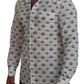 White Crown Print Slim Fit Cotton Shirt