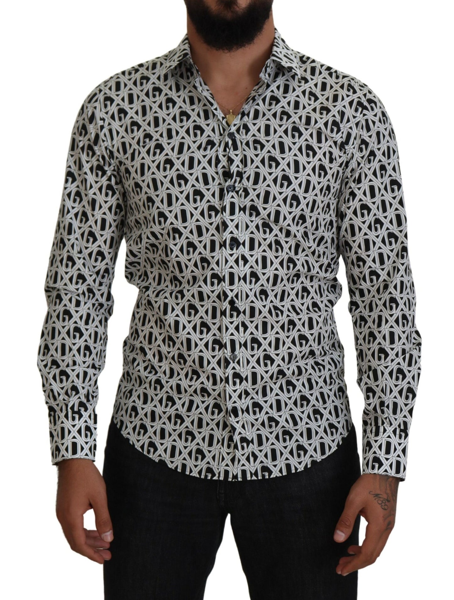 Elegant Slim Fit Logo Print Shirt