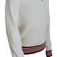 White Red Knitted V-neck Pullover Sweater