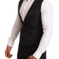 Elegant Black Floral Wool Blend Three-Piece Suit