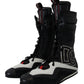 Elegant Black Leather High-Top Sneakers