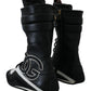 Elegant Black Leather High-Top Sneakers