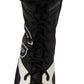 Elegant Black Leather High-Top Sneakers