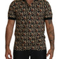 Chic Black Logo Print Polo Tee