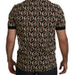 Chic Black Logo Print Polo Tee