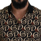 Chic Black Logo Print Polo Tee