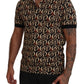 Chic Black Logo Print Polo Tee