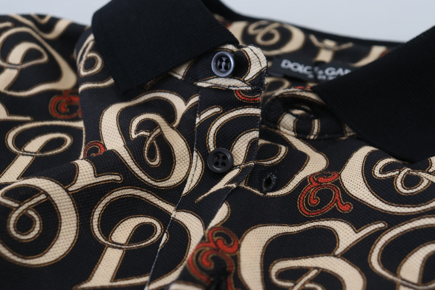 Chic Black Logo Print Polo Tee