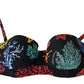 Elegant Black Bikini Top with Coral Print