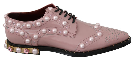 Elegant Pink Crystal-Embellished Lace-Up Flats