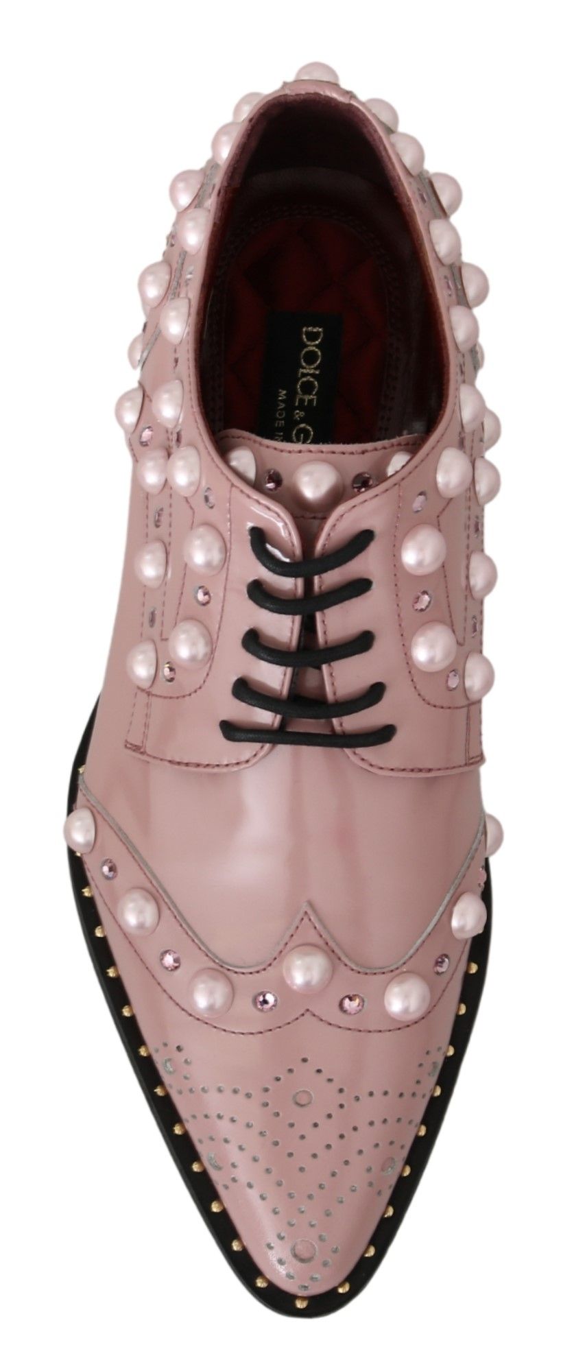 Elegant Pink Crystal-Embellished Lace-Up Flats