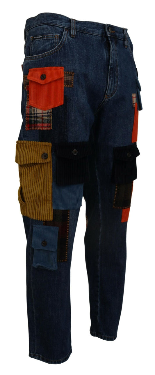 Chic Patchwork Cargo Denim Jeans