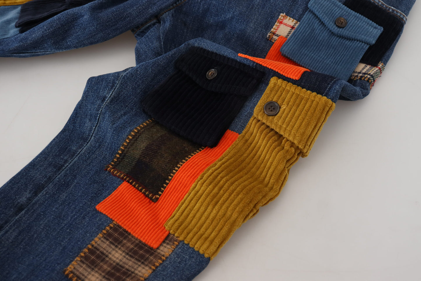 Chic Patchwork Cargo Denim Jeans