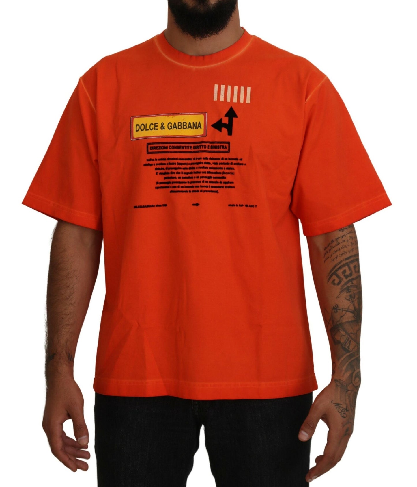 Elegant Crew Neck Orange Tee