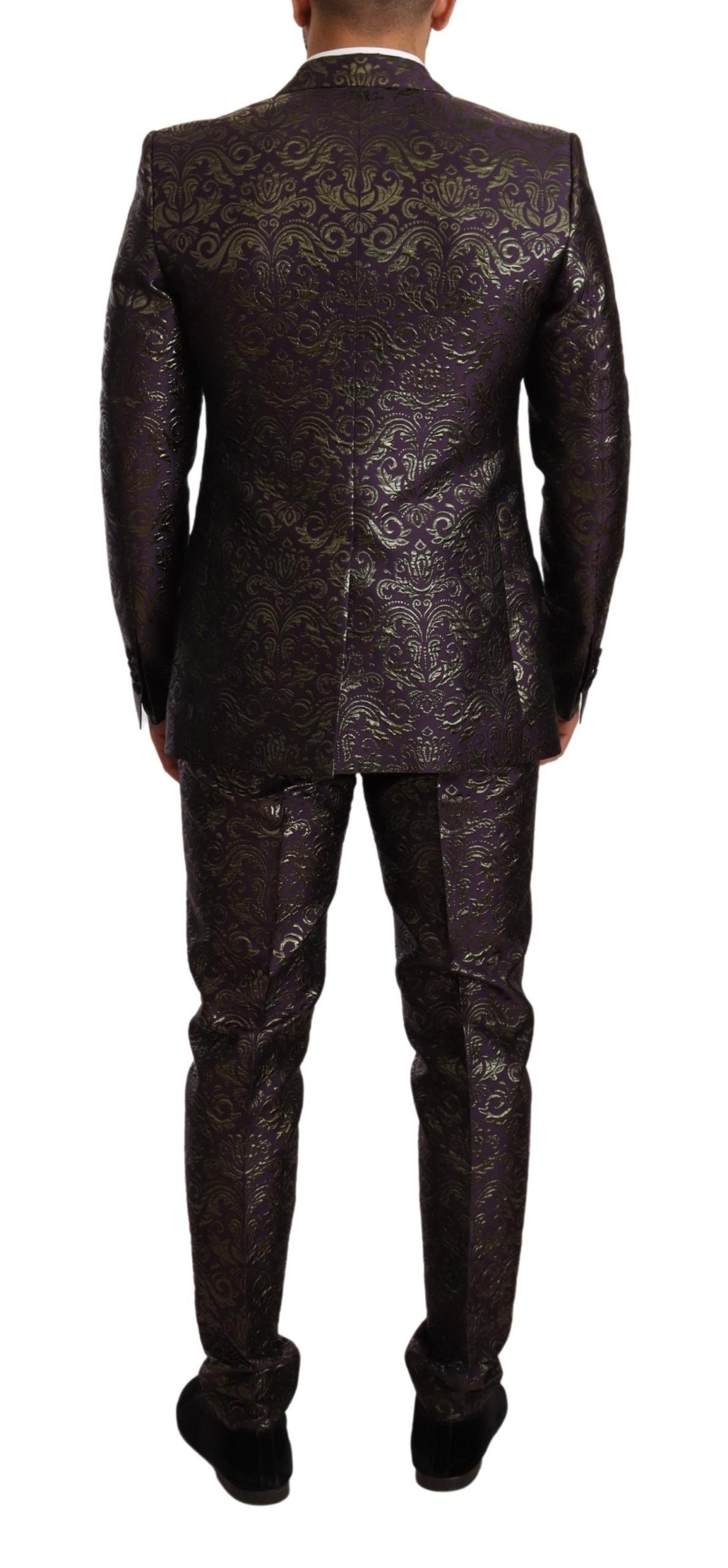 Exquisite Purple Brocade Three Piece Suit